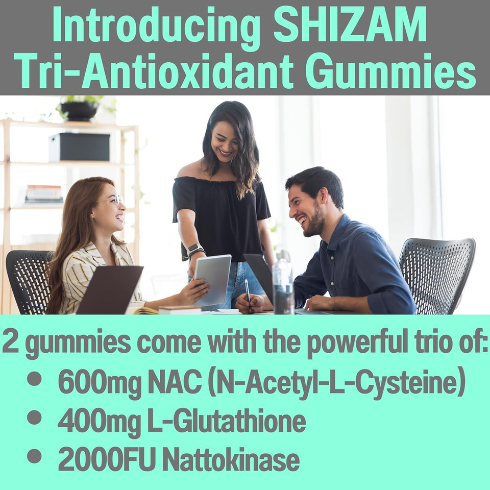 Shizam 600Mg Nac 2000 Fu 100Mg Nattokinase & 400Mg Reduced L Glutathione Gummies, N-Acetyl Cysteine Capsule Powder Pill Liquid Supplement/Supplements Alt, Organic N Acetylcysteine 1000Mg 4000 600 Mg