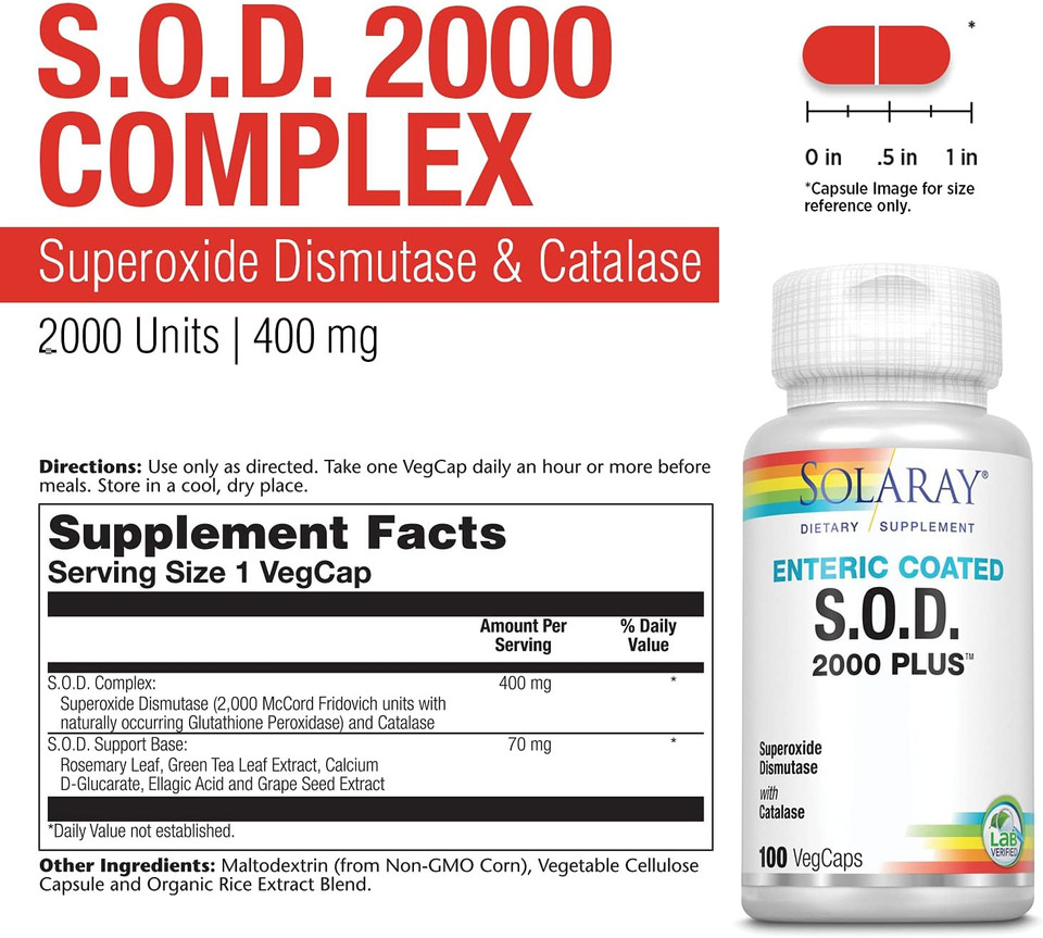 SOLARAY S.O.D. 2000 Plus, Capsule (Btl-Plastic) 400mg 100ct