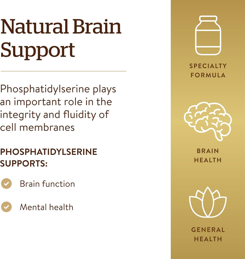 Solgar Phosphatidyl-Serine 200 mg, 60 Softgels - Premium Brain Health Supplement, Supports a Healthy Mind & Cognitive Function - Gluten Free, Dairy Free - 60 Servings