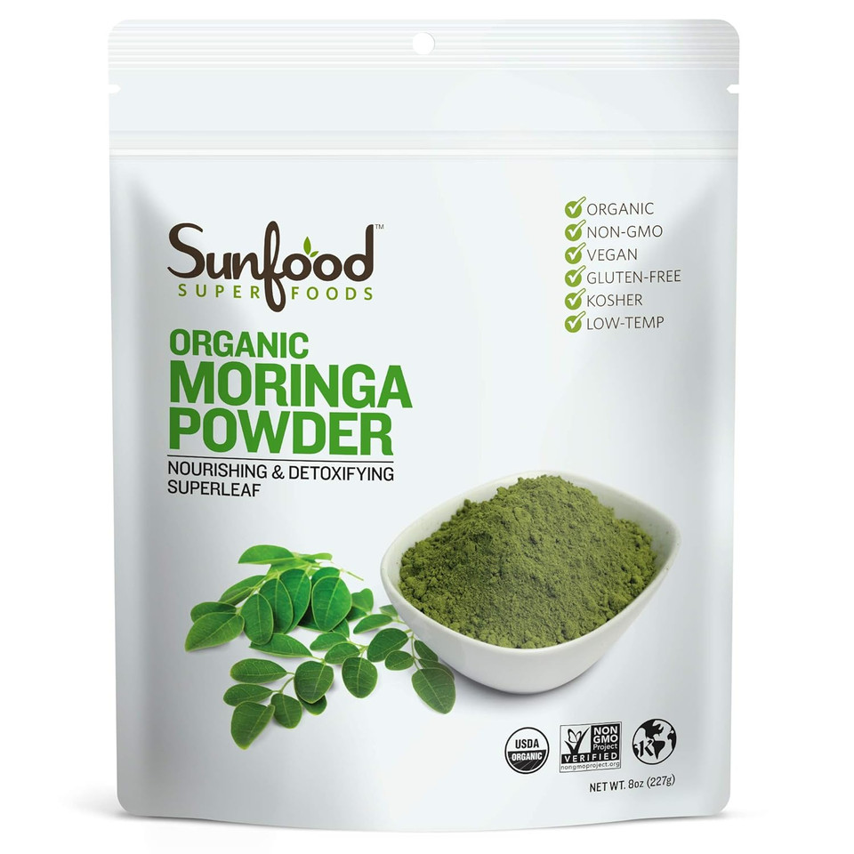 Sunfood Moringa Powder, Organic. Use For Hair Loss, Weight Loss. Pure Single Ingredient Product. 8 Oz Bag8 Ounce (Pack Of 1)