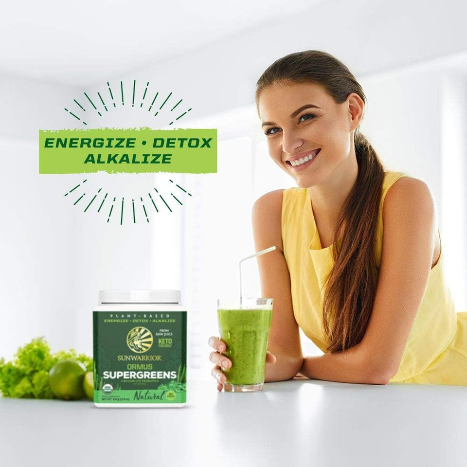 Sunwarrior Vegan Organic Greens Probiotic Powder | 2 Billion Cfu Probiotics Organic Raw Juice Soy Free Gluten Free Dairy Free Sugar Free Kosher | Natural 90 Servings | Ormus Supergreens90 Servings (Pack Of 1)