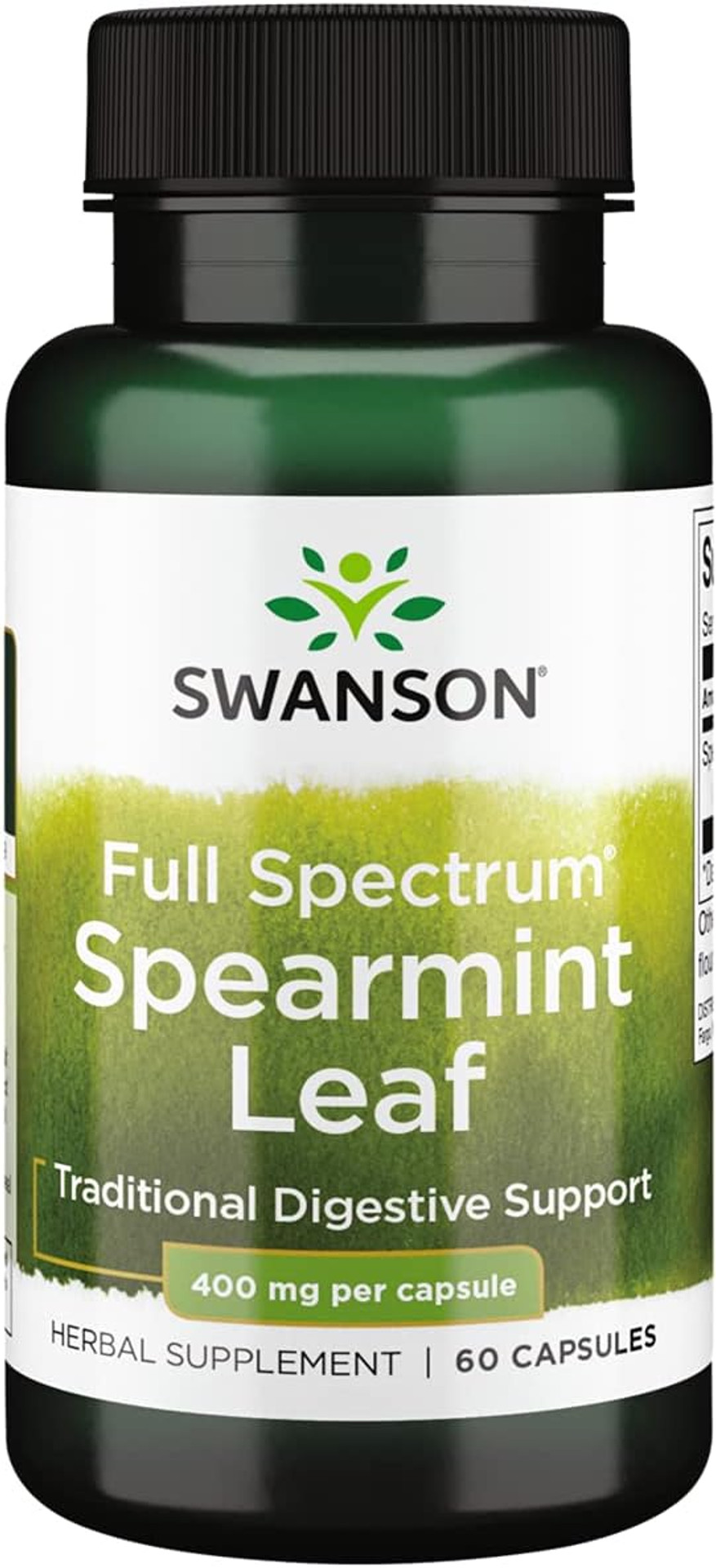 Swanson Spearmint Leaf (Mentha Spicata) - Full Spectrum Herbal Supplement Supporting Digestive Health & Mild Stomach Issues - Natural Formula Supporting Health & Wellness - (60 Capsules, 400mg Each)60 Count (Pack of 1)