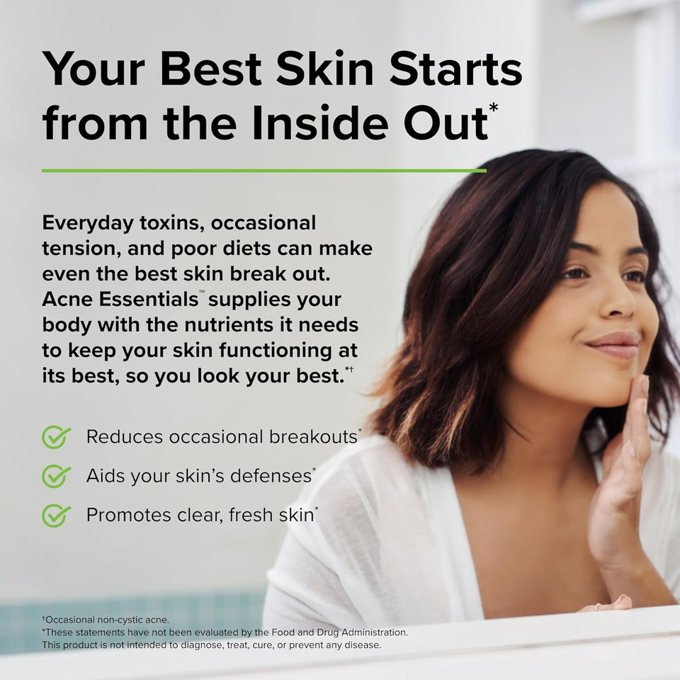 Terry Naturally Acne Essentials - 60 Capsules - Reduces Breakouts, Supports Healthy Skin - Vegan, Non-Gmo, Gluten Free - 60 Servings