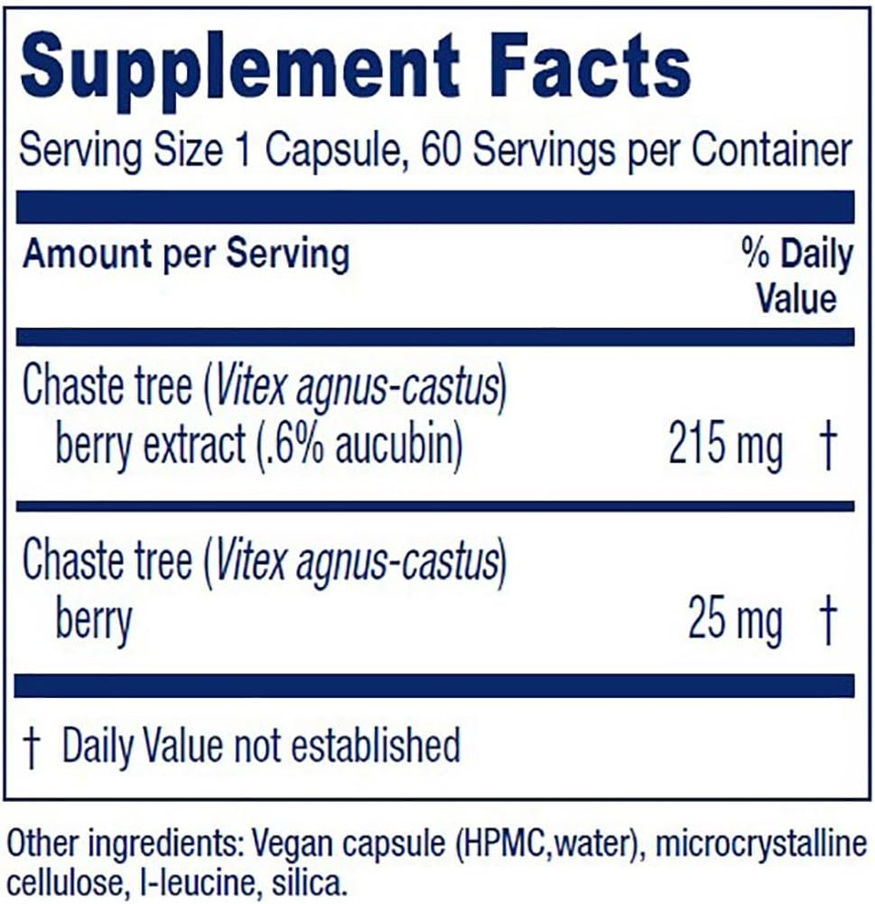 Vitanica, Chaste Tree Berry, Vitex Extract Plus, Vegan, 60 Capsules