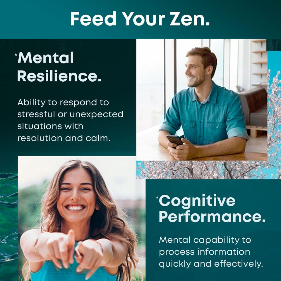 Zen Shield - KSM-66 Ashwagandha Capsules with L Theanine, GABA and L Tryptophan, Magnesium, 5-HTP, Vitamin D3, B6 - Stress & Mood Support Supplement Adaptogenic Herbal Supplement for Men and Women