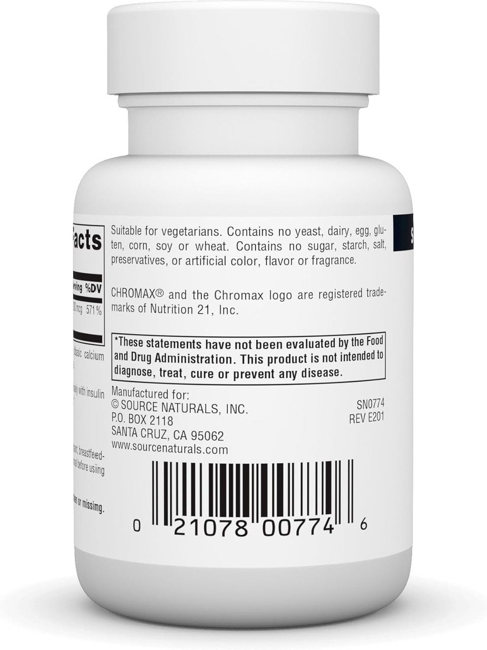 Source Naturals Chromium Picolinate 200 Mcg Tablet, 120 Count