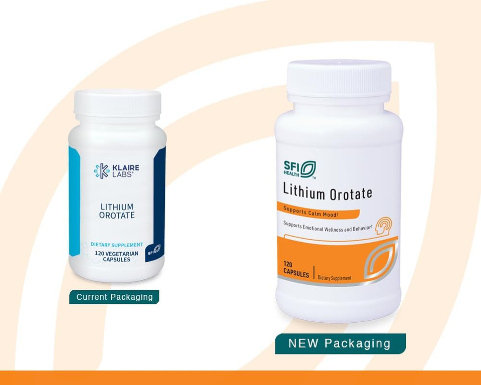 Klaire Labs Lithium Orotate 4.8 mg - May Help Balance Mood - Bioavailable Lithium Orotate Supplement - Trace Minerals Promote Focus, Memory, Cognitive & Mood Support (120 Vegetarian Capsules)