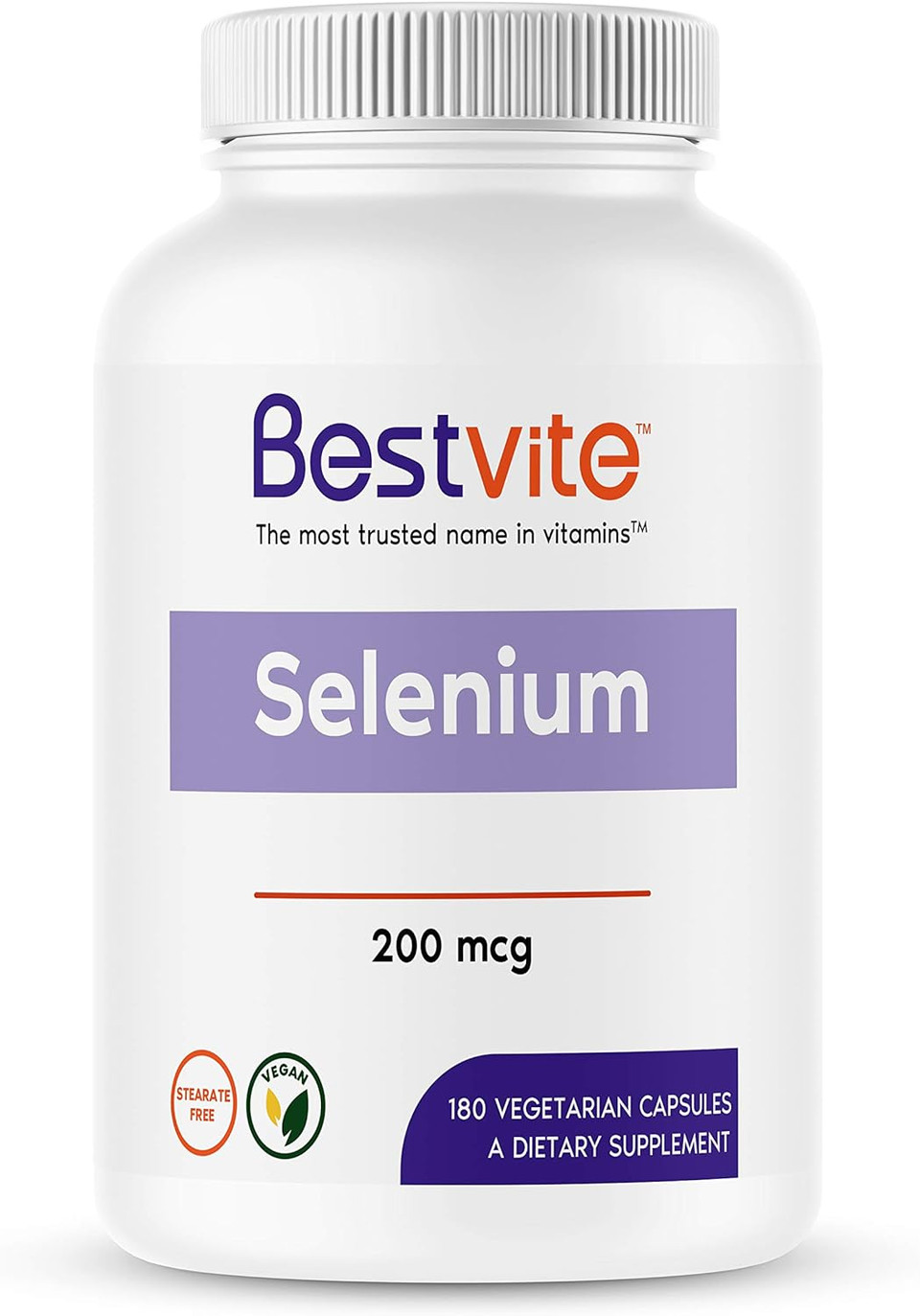 Bestvite Selenium 200Mcg (180 Vegetarian Capsules) - No Stearates - No Flow Agents - Vegan - Non-Gmo - Gluten Free180 Count (Pack Of 1)