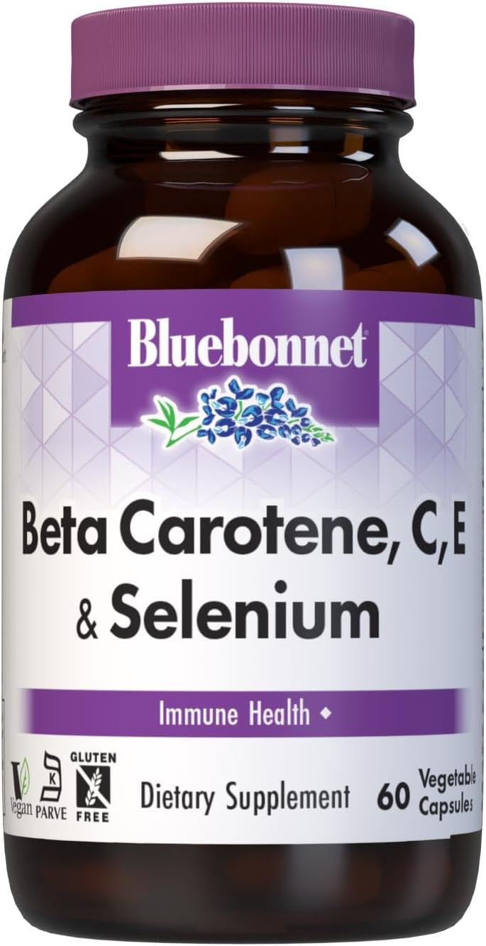 Bluebonnet Beta Carotene C And E Plus Selenium Vegetarian Capsules, 60 Count