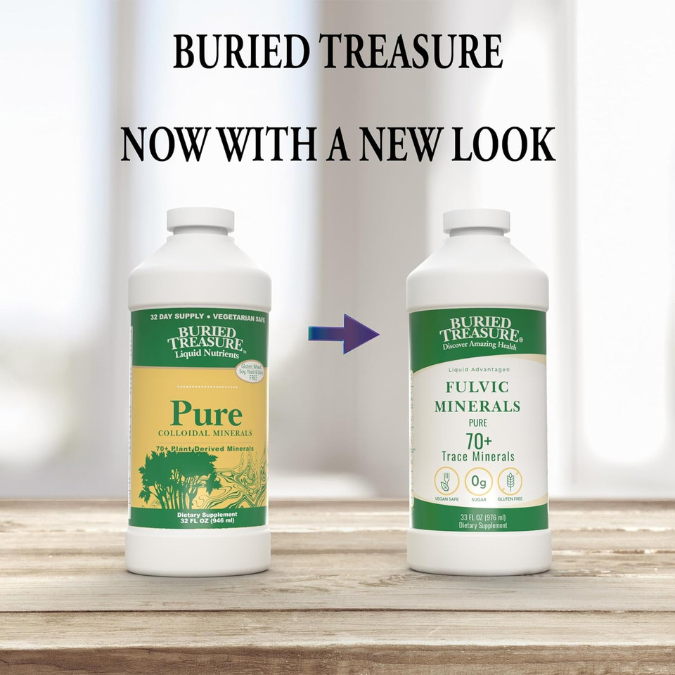 Buried Treasure Pure Colloidal Minerals 70 Plus Plant Derived Minerals From Eden Era Natural Plant Based Nutritional Supplement Liquid Bio-Available For Fast Absorption And Assimilation. 32 Oz