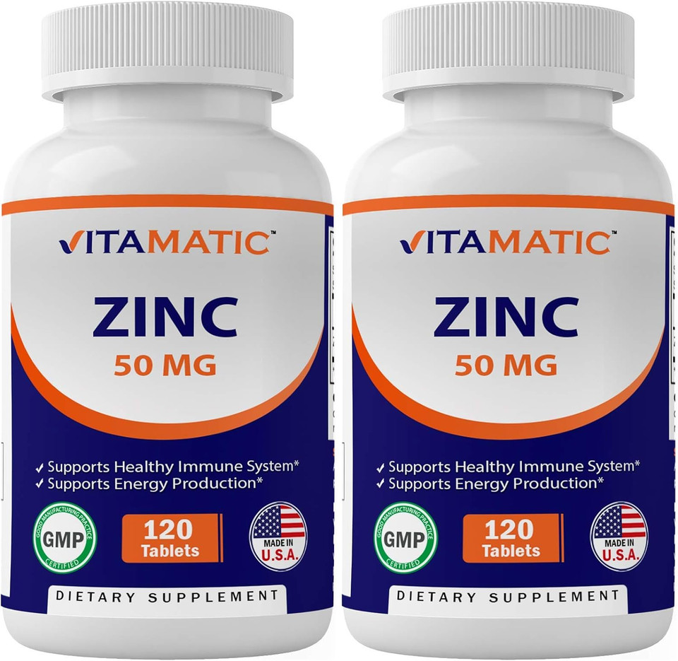 2 Pack - Vitamatic Zinc 50Mg As Zinc Gluconate 120 Count - Immunity Supplement (Total 240 Tablets)