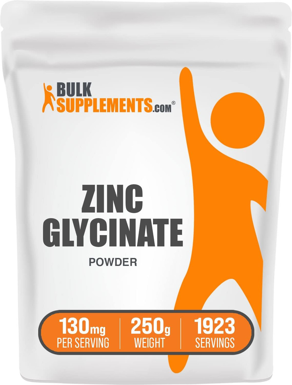 Bulksupplements.Com Zinc Glycinate Powder - Zinc Supplements, Zinc 40Mg, Zinc Powder - Zinc Mineral Supplement, For Immune Support - Gluten Free, 130Mg Per Serving, 250G (8.8 Oz)8.81 Ounce (Pack Of 1)