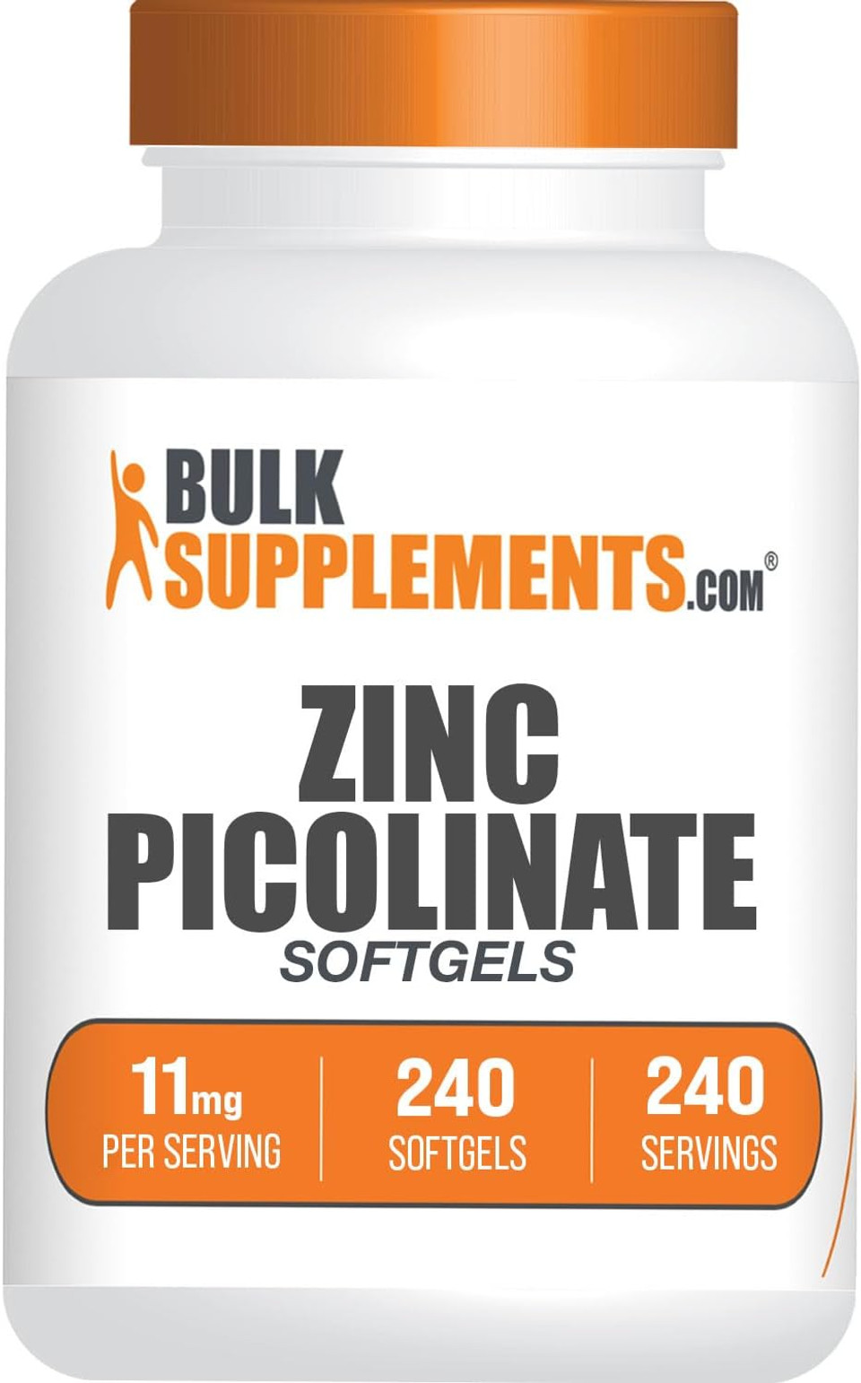 Bulksupplements.Com Zinc Picolinate Softgels - Zinc Supplements, Zinc 11Mg, Zinc Capsules - Zinc Softgels For Immune Support, Gluten Free - 1 Softgel Per Serving, 240 Softgels