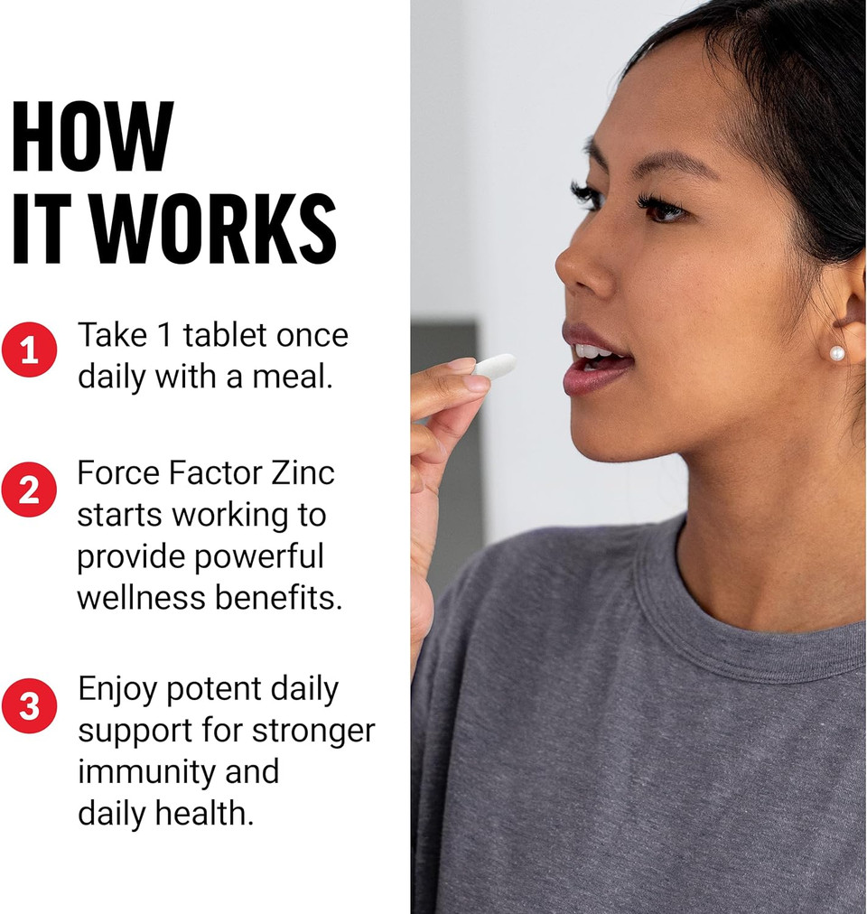 Force Factor Zinc 50Mg, Zinc Supplements With Zinc Oxide Powder, Zinc Gluconate, And Zinc Citrate For Immune Support And Immune Health, High-Potency, Vegan, Gelatin Free, Non-Gmo, 240 Tablets