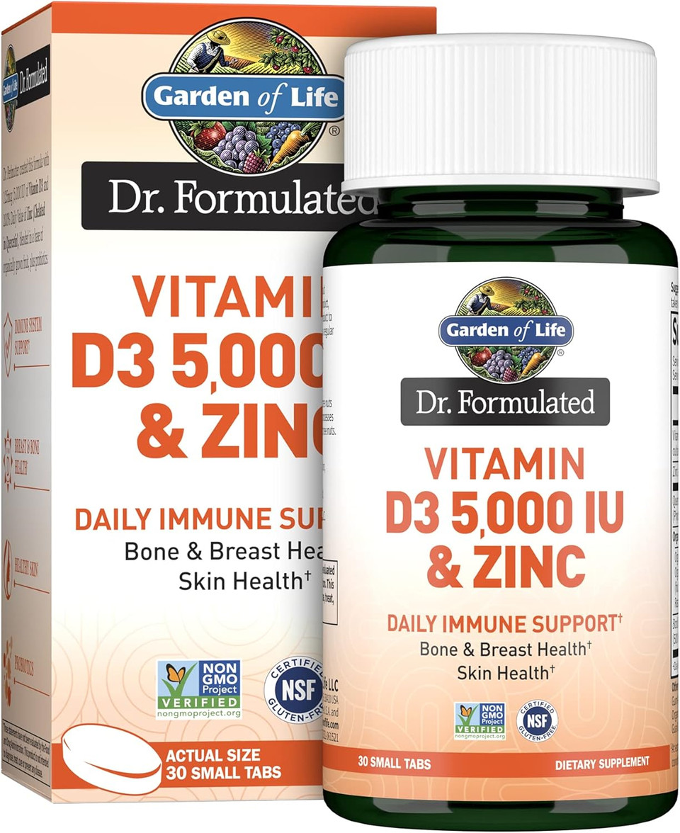 Garden Of Life Quercetin Zinc Once Daily Immune Support Supplement With Vitamin D3 For Bone Health, Breast Health & Skin Health, Dr Formulated - Gluten Free, Non Gmo, Carbon Neutral  30 Mini Tabs