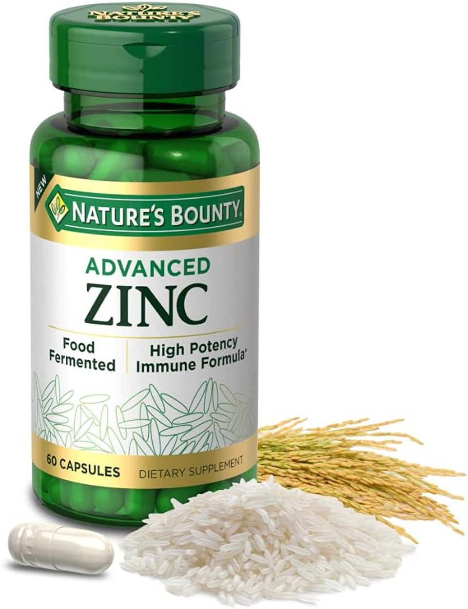 Nature'S Bounty Advanced Zinc, High Potency Immune Formula, Koji Fermented Immune Support Supplement, 25 Mg, Capsules, 60 Count60 Count (Pack Of 1)
