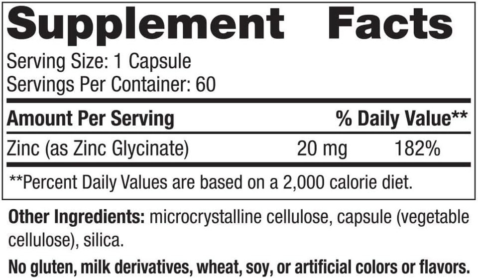 Nordic Naturals Zinc Glycinate - 60 Capsules - 20 Mg Highly Absorbable Zinc Glycinate - Optimal Wellness - Non-Gmo, Gluten Free, Vegan - 30 Servings