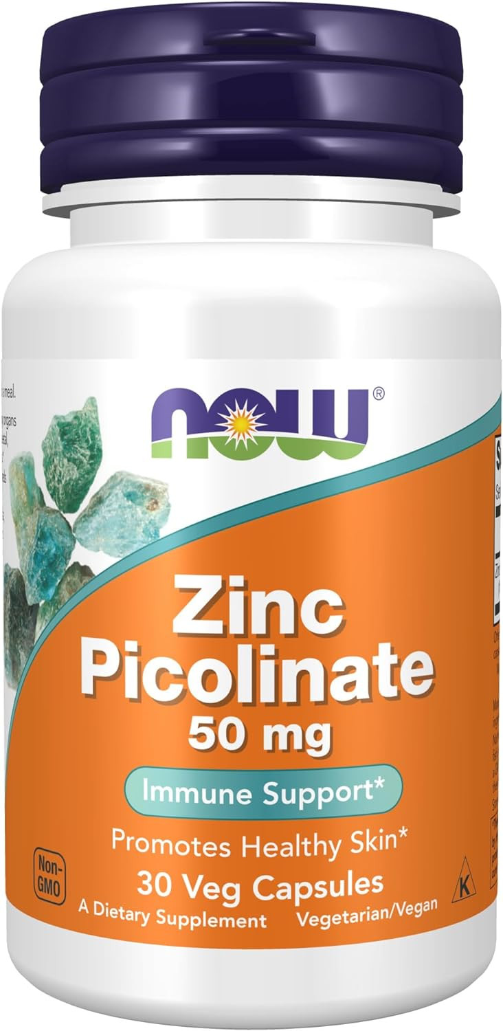 Now Supplements, Zinc Picolinate 50 Mg, Supports Enzyme Functions*, Immune Support*, 30 Veg Capsules