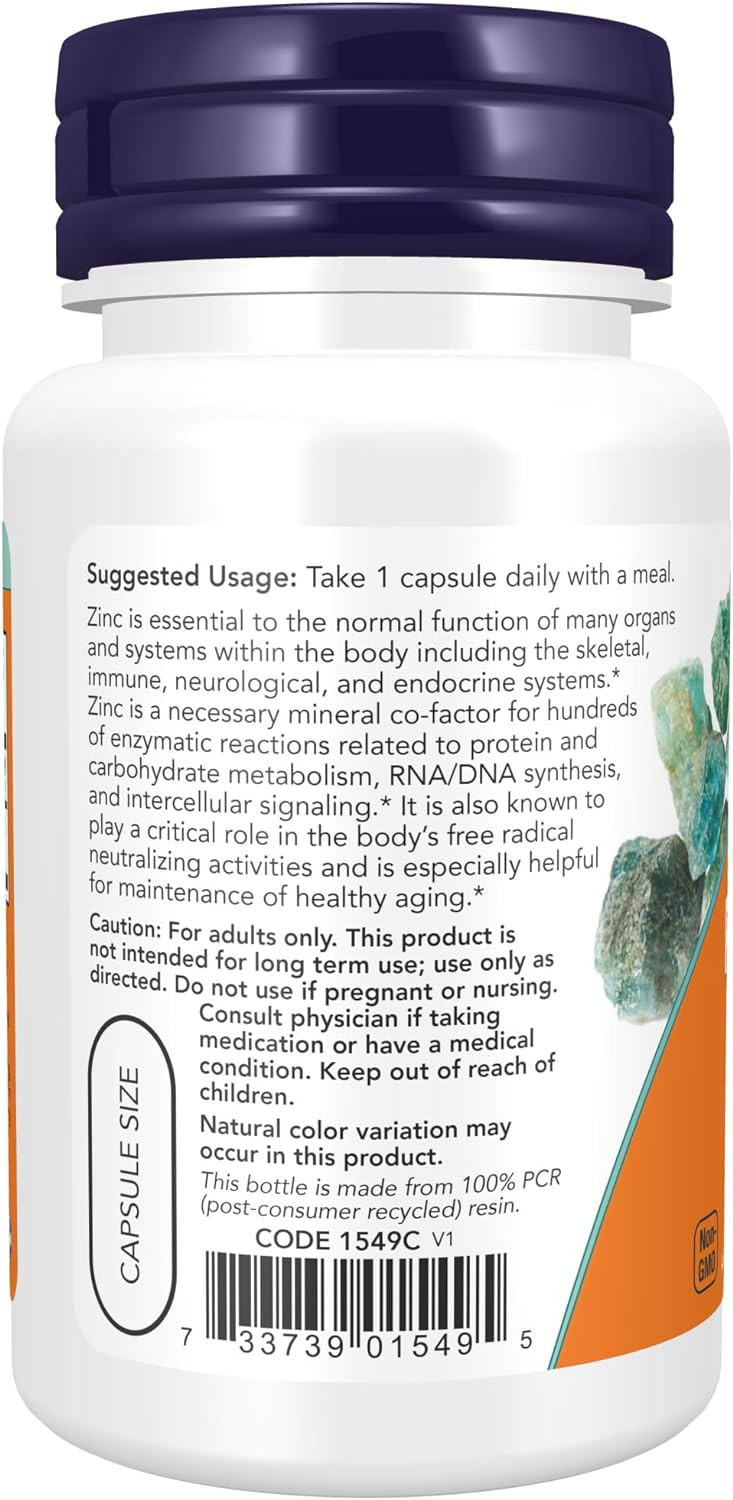 Now Supplements, Zinc Picolinate 50 Mg, Supports Enzyme Functions*, Immune Support*, 30 Veg Capsules