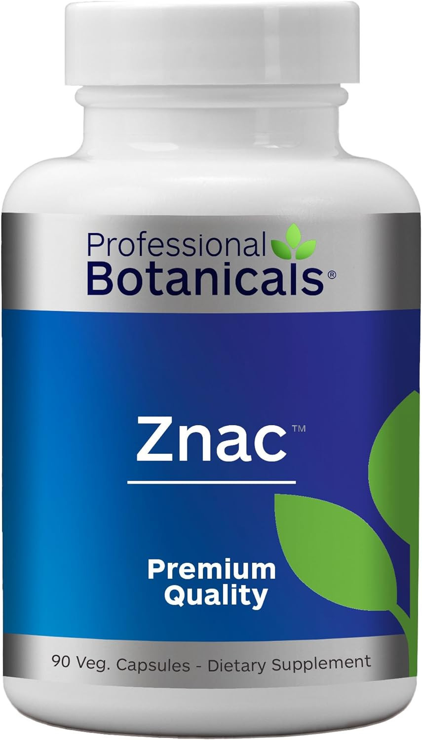 Professional Botanicals Znac - Highly Absorbable Zinc Supplement To Support Immune Function, Healthy Metabolism And Prostate Health - 90 Vegetarian Capsules
