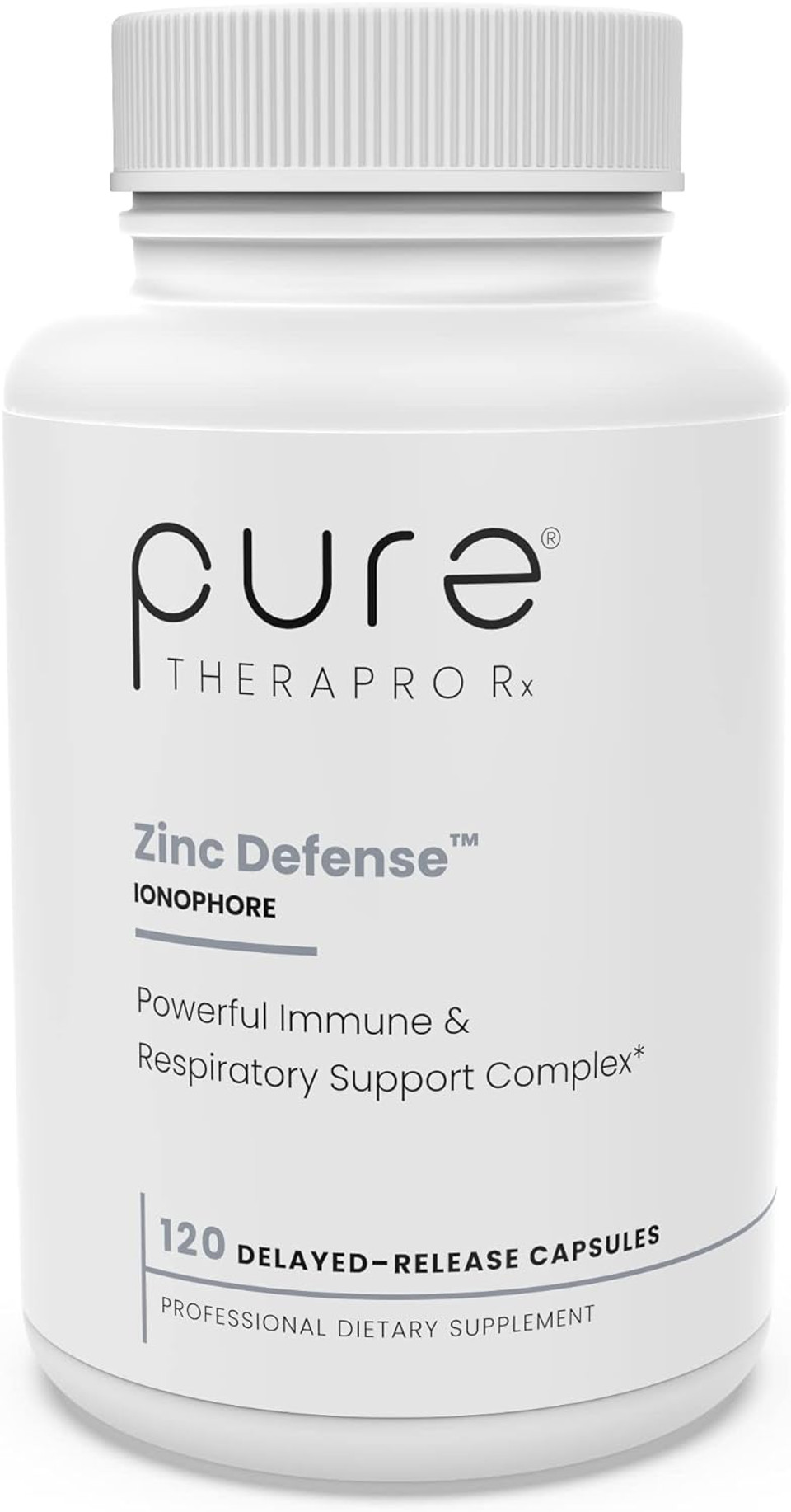 Pure Therapro Rx Zinc Defense | 120 Servings In Vegan Capsules | L-Optizinc Ionophore, Copper Bisglycinate Chelate, Quercefit Quercetin | Powerful Immune Support & Defense Against Oxidative Stress120 Count (Pack Of 1)
