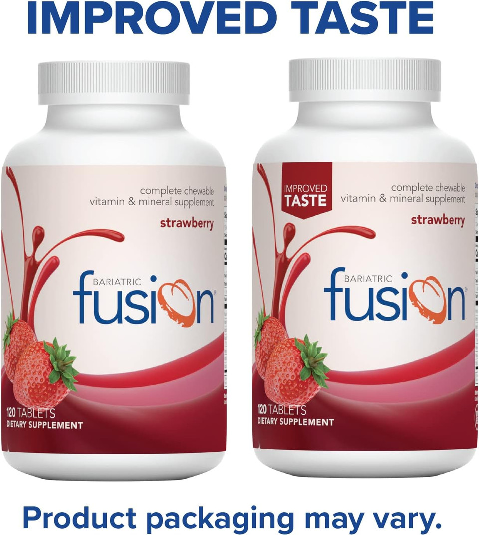 Bariatric Fusion Strawberry Complete Chewable Bariatric Multivitamin with Iron for Bariatric Surgery Patients Including Gastric Bypass and Sleeve Gastrectomy - 120 Tablets