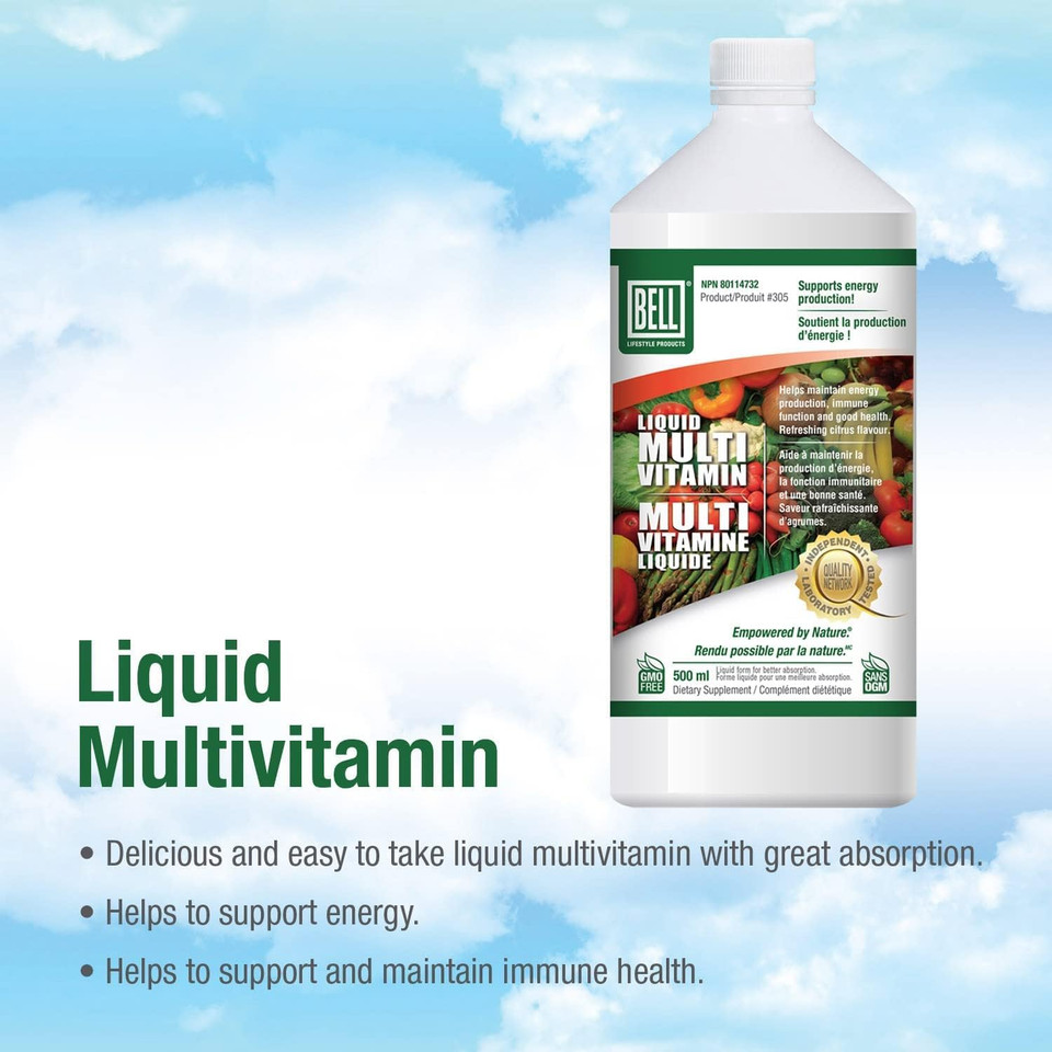 Bell Liquid Multivitamins for Women and Men- Easy Absorption, Proprietary Blend with Important Vitamins and Herbal Extract- Liquid Vitamins, Non GMO, Soy, Gluten, Dairy Free,16 Fl.oz