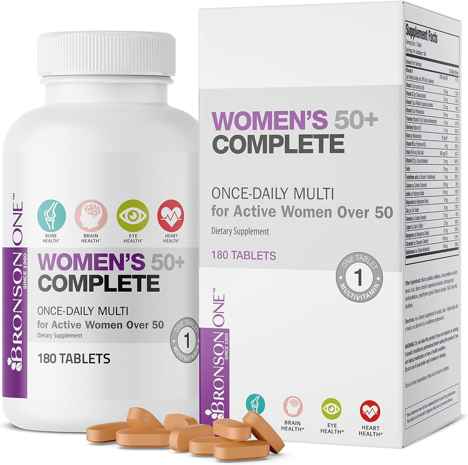 Bronson One Daily Womenã¢ÂS 50+ Complete Multivitamin Multimineral, 180 Tablets180 Count (Pack Of 1)