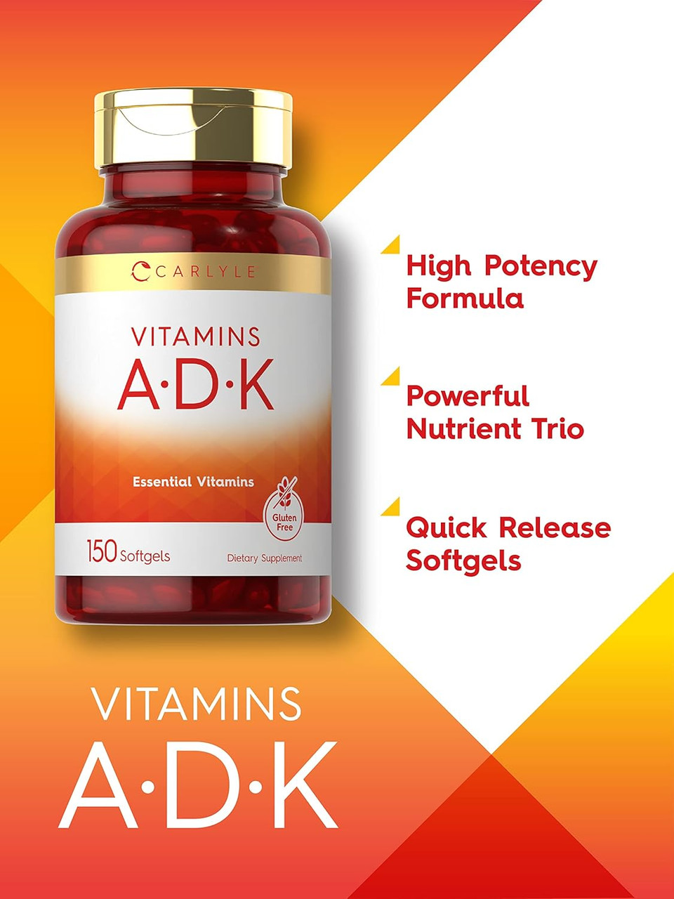 Carlyle Vitamin Adk | 150 Softgels | Non-Gmo, Gluten Free Dietary Supplement