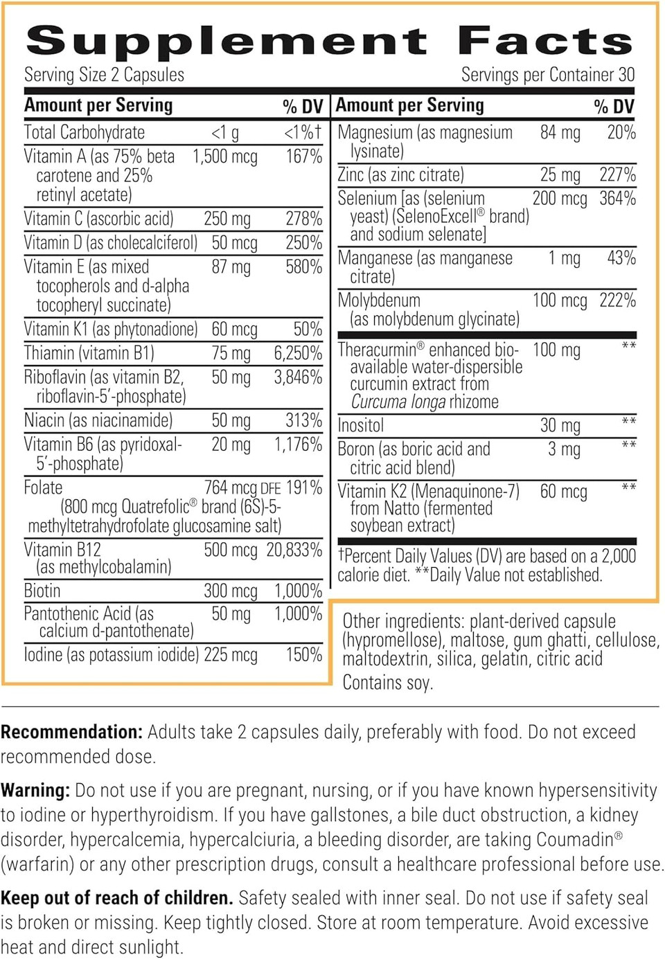 Integrative Therapeutics Clinical Nutrients Hp - Multivitamin With Vitamin C, Zinc, Biotin, Vitamin B12 - Antioxidant Supplement For Men And Women - Gluten Free - Dairy Free - 60 Capsules