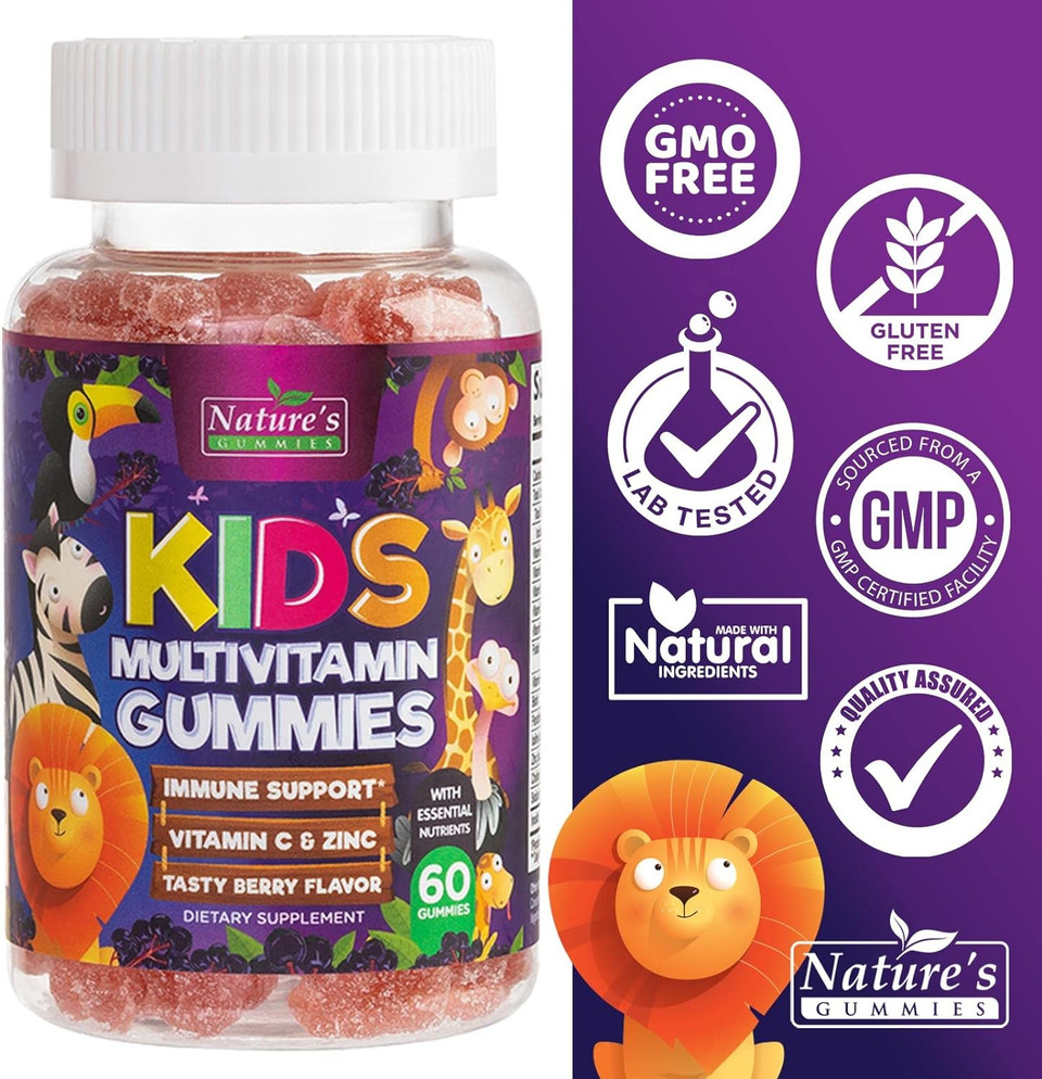 Kids Multivitamin Gummies - Daily Kids Gummy Multivitamins, Fruit Flavored Gummy With Vitamins C, D3 & Zinc For Immune Support - Nature'S Children & Toddler Supplement, Strawberry Flavor - 60 Gummies