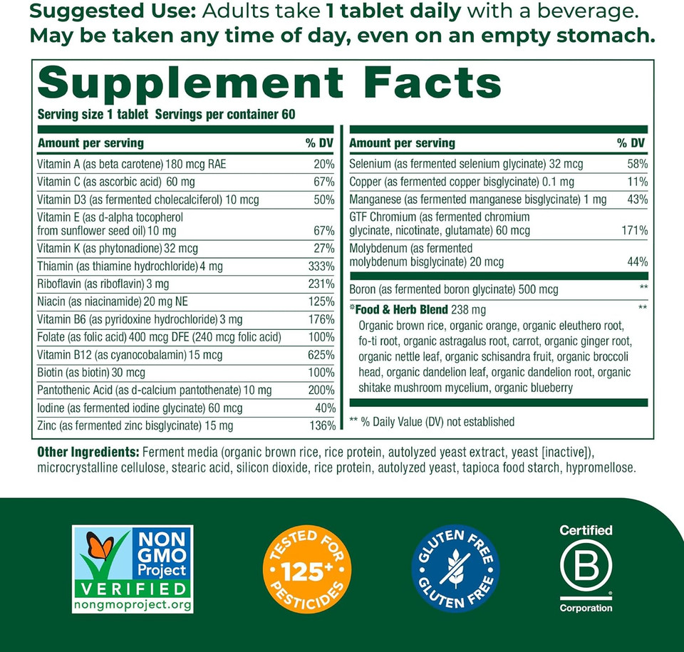 Megafood Men'S One Daily - Multivitamin For Men With Zinc, Selenium, Vitamin B12, Vitamin B6, Vitamin D & Real Food - Immune Support Supplement - Muscle And Bone Health - Vegetarian - 60 Tabs60 Count (Pack Of 1) Megafood Men'S One Daily - Multivitamin For Men With Zinc, Selenium, Vitamin B12, Vitamin B6, Vitamin D & Real Food - Immune Support Supplement - Muscle And Bone Health - Vegetarian - 60 Tabs60 Count (Pack Of 1)