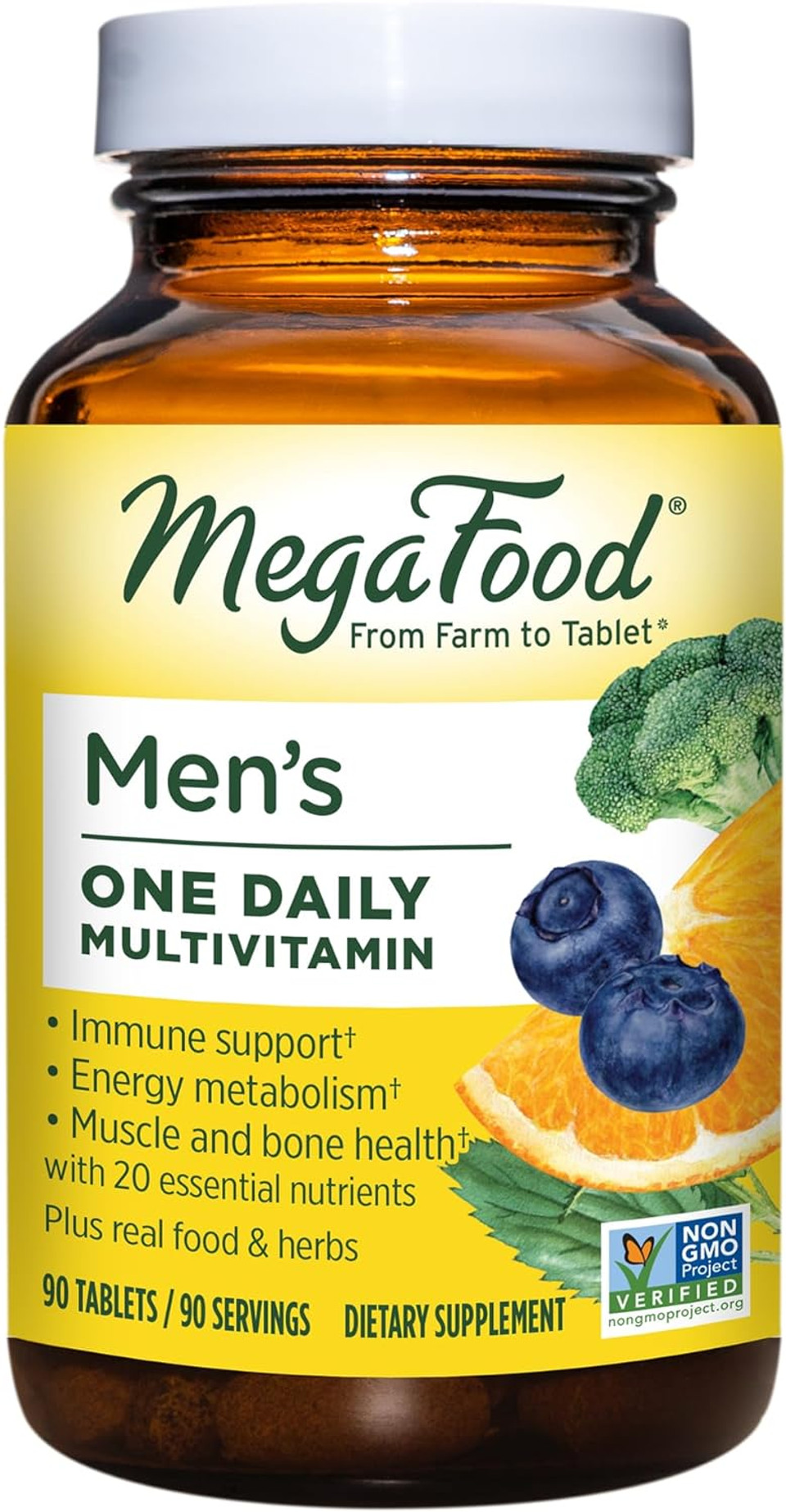 Megafood Men'S One Daily - Multivitamin For Men With Zinc, Selenium, Vitamin B12, Vitamin B6, Vitamin D & Real Food - Immune Support Supplement - Muscle And Bone Health - Vegetarian - 90 Tabs90 Count (Pack Of 1)
