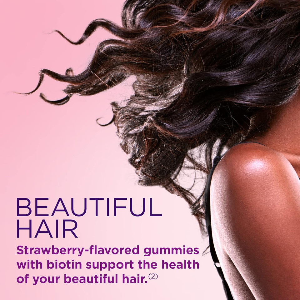 Nature'S Bounty Hair, Skin & Nails With Biotin, Strawberry Gummies Vitamin Supplement, Supports Hair, Skin, And Nail Health For Women, 2500 Mcg, 140 Ct140 Count (Pack Of 1)