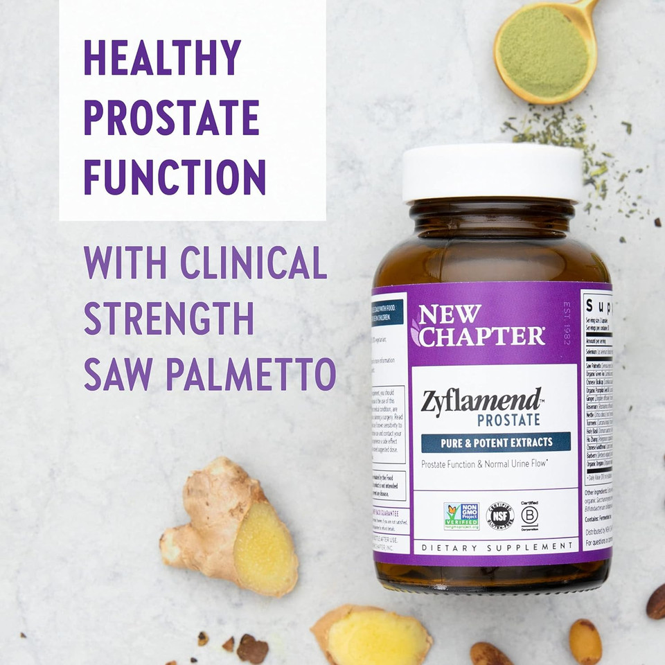 New Chapter Prostate Supplement Zyflamend Prostate With Saw Palmetto + Pumpkin Seed Oil + Turmeric For Prostate Health Vegetarian Capsule, 60 Count