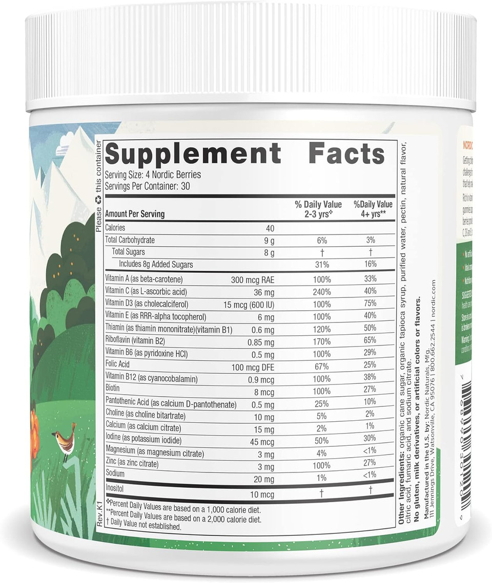 Nordic Naturals Nordic Berries, Citrus - 120 Gummy Berries - Great-Tasting Multivitamin For Ages 2+ - Growth, Development, Optimal Wellness - Non-Gmo, Vegetarian - 30 Servings