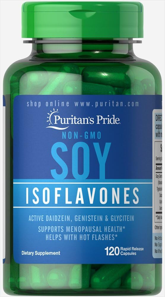 Puritans Pride Non-Gmo Soy Isoflavones Capsule 750 Mg, May Help With Hot Flashes In Menopausal Women*, 120 Ct