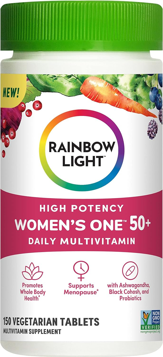 Rainbow Light Multivitamin For Women 50+, Vitamin C, D & Zinc, Probiotics, Womenã¢ÂS One 50+ Multivitamin Provides High Potency Immune Support, Non-Gmo, Vegetarian, 150 Tablets150 Count (Pack Of 1)