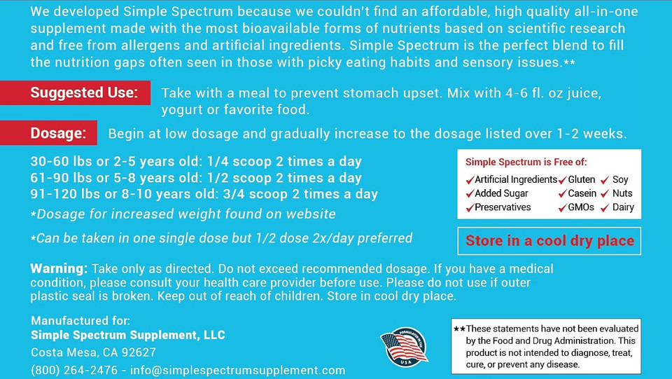 Simple Spectrum Vitamin Supplement, Nutritional Support, No Added Sugars Or Artificial Ingredients