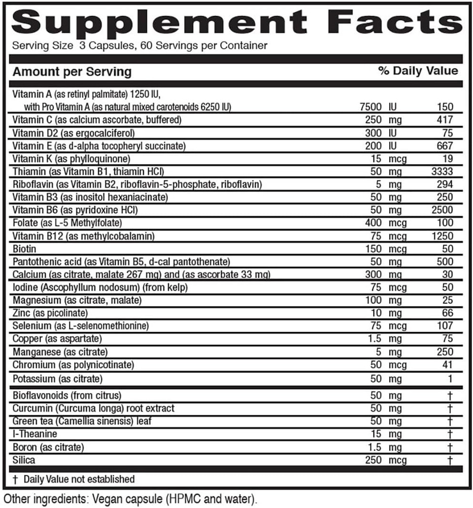 Vitanica - Mid-Life Symmetry, 50-65 High Potency Multivitamin And Mineral, Vegan, 180 Capsules Vitanica - Mid-Life Symmetry, 50-65 High Potency Multivitamin And Mineral, Vegan, 180 Capsules