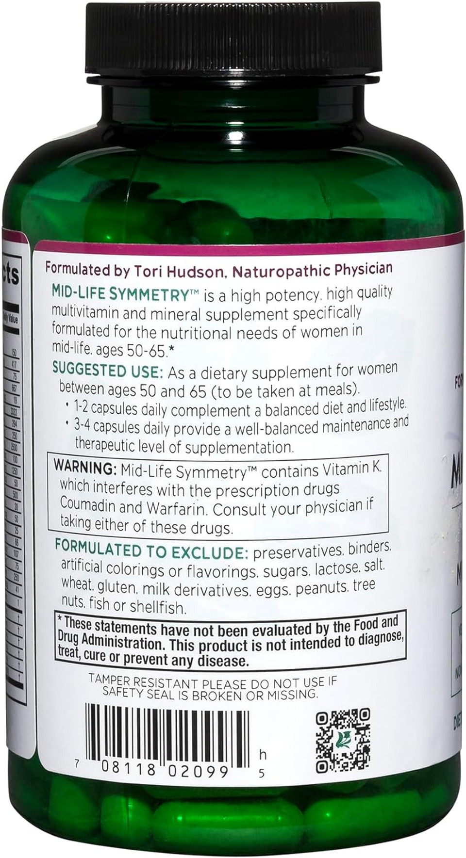 Vitanica - Mid-Life Symmetry, 50-65 High Potency Multivitamin And Mineral, Vegan, 180 Capsules Vitanica - Mid-Life Symmetry, 50-65 High Potency Multivitamin And Mineral, Vegan, 180 Capsules