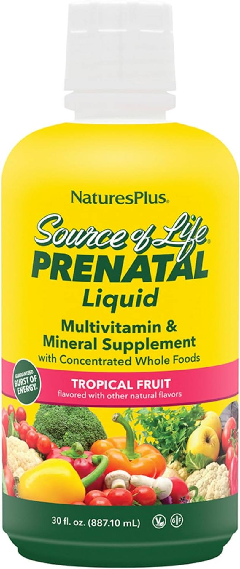 Naturesplus Source Of Life Prenatal Liquid, Tropical Fruit - 30 Fl Oz - Multivitamin & Mineral Supplement - Nutritional Support During Pregnancy - Gluten Free, Vegetarian - 30 Servings