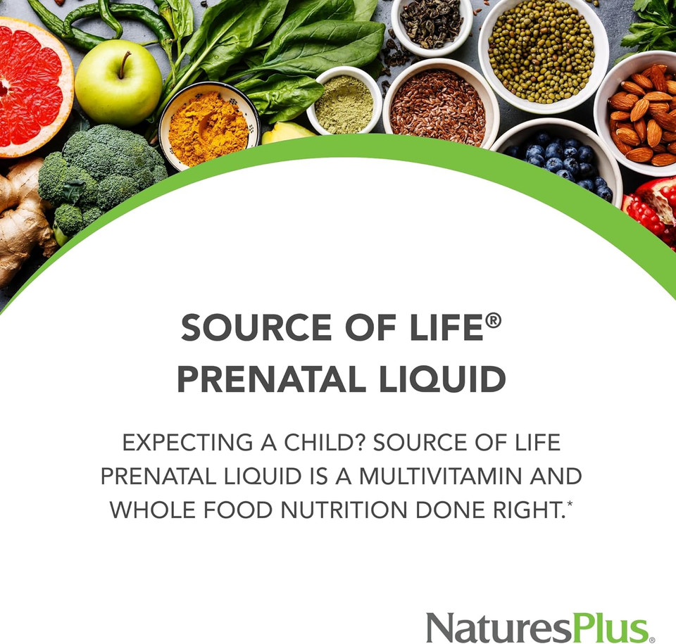 Naturesplus Source Of Life Prenatal Liquid, Tropical Fruit - 30 Fl Oz - Multivitamin & Mineral Supplement - Nutritional Support During Pregnancy - Gluten Free, Vegetarian - 30 Servings