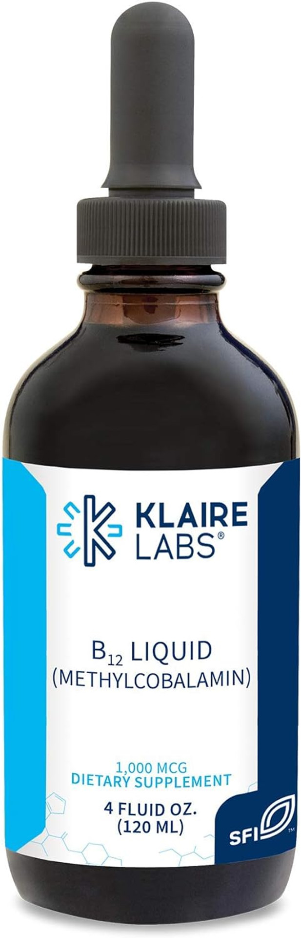 Klaire Labs Vitamin B12 Liquid Drops 1Mg - Methylcobalamin B12 Liquid Supplement For Mood & Cognitive Support - 1000Mcg Active Coenzyme Methylcobalamin (120 Servings, 4 Fluid Ounces)