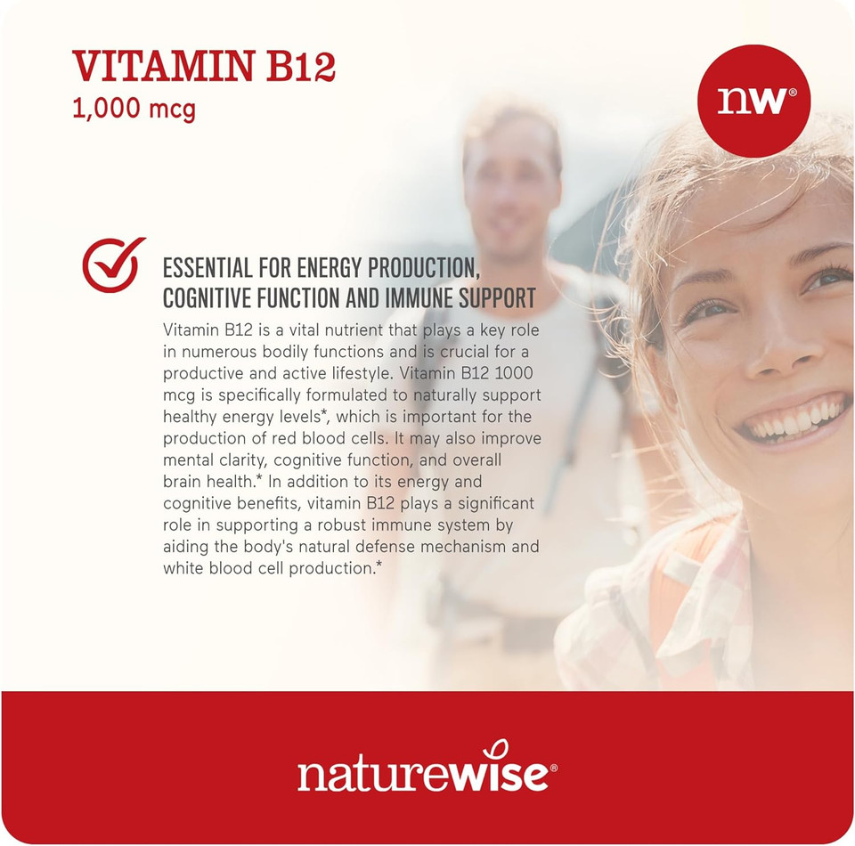 NatureWise Vitamin B12 1,000 mcg for Mental Clarity & Cognitive Function + Energy Support for Maximum Vitality and Wellbeing | B12 (60 softgels)60 Count (Pack of 1)