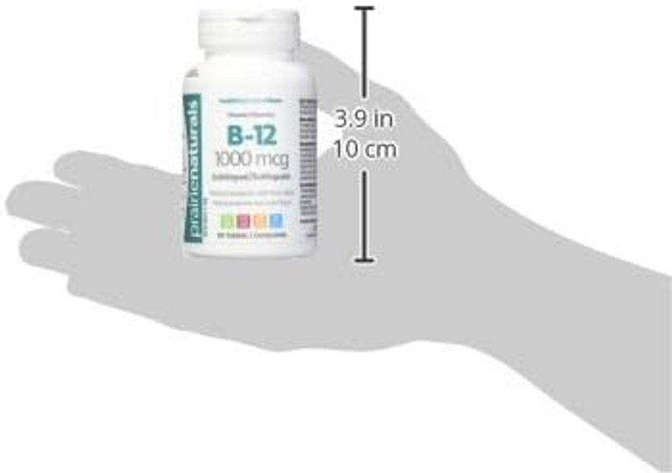 Prairie Naturals Sublingual B12 Methylcobalamin 1000 Mcg & Folic Acid Tablets, 90 Count