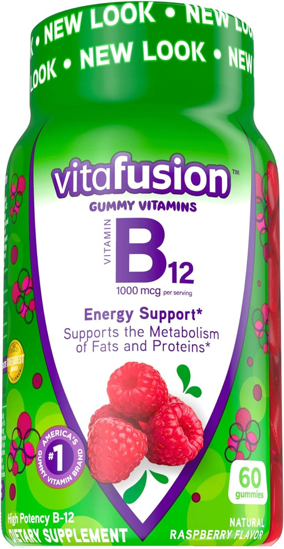 Vitafusion B12 Gummy Vitamins, Delicious Raspberry Flavor, 60ct (30 Day Supply)60 Count (Pack of 1)