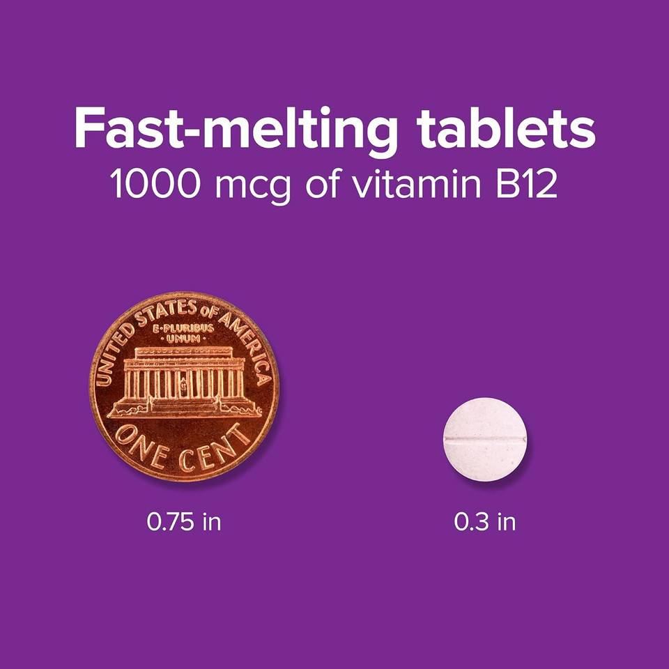 Webber Naturals Vitamin B12 1,000 Mcg, 150 Fast-Melting Tablets, Supports Energy Production And Metabolism, Gluten Free, Non-Gmo, Vegetarians