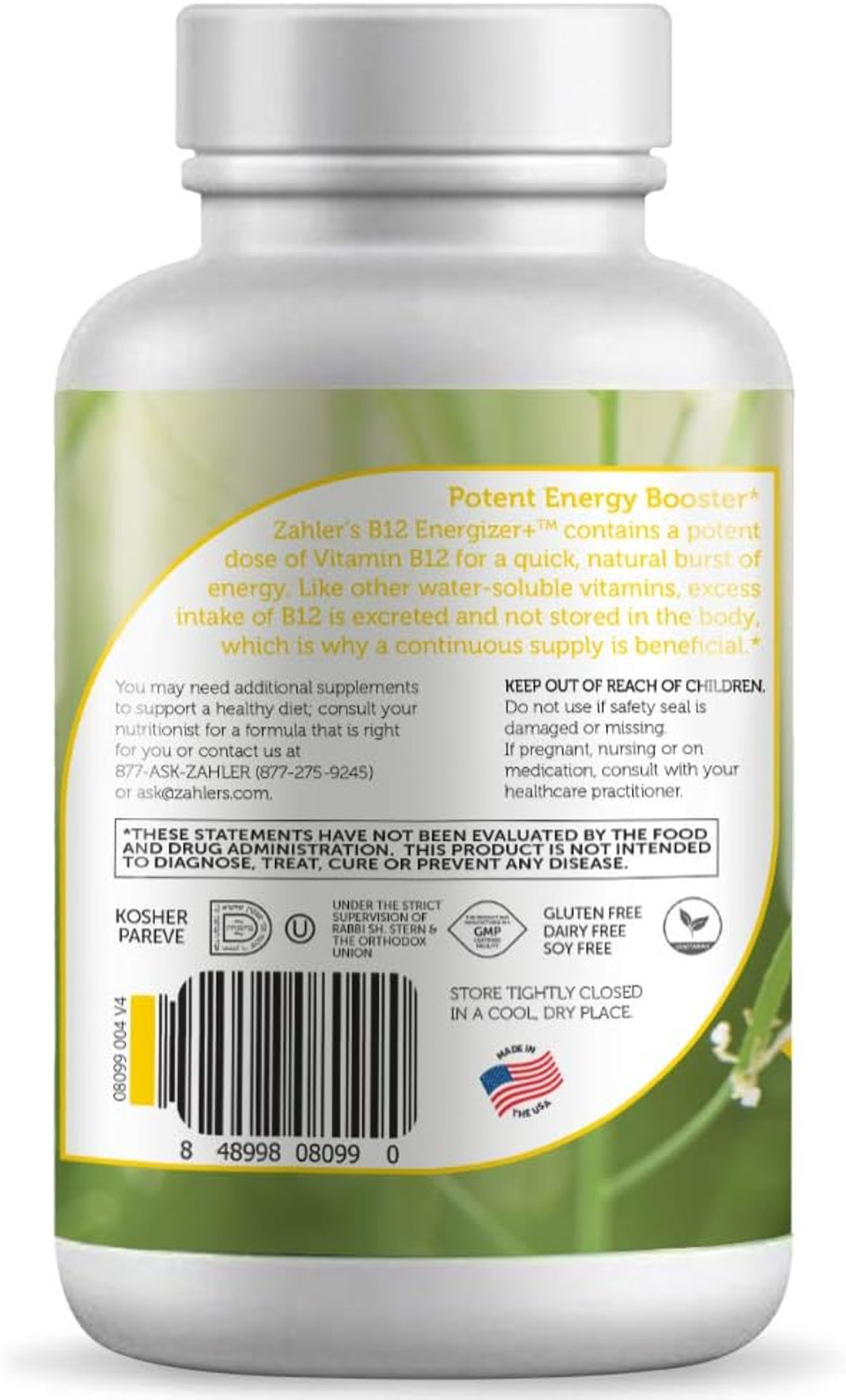 Zahler B12 Energizer, Potent Energy Supplement, Vitamin B12 Methylcobalamin, Certified Kosher, 5000 Mcg, 120 Natural Cherry Flavor Lozenges