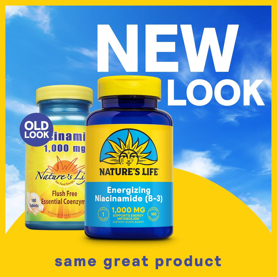 Nature'S Life Niacinamide, 1000 Mg Non Flushing Vitamin B3 Niacin Supplement 100 Vegetarian Tablets
